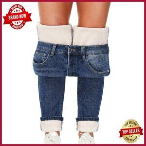 Fleece Lined Skinny Jeans Winter Warm Thermal Stretch Denim Pants